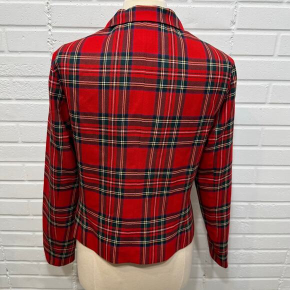 Vintage Pendleton Womens Zip Jacket Red Tartan Plaid 100% Virgin Wool Sz 12 S/M - Picture 4 of 16